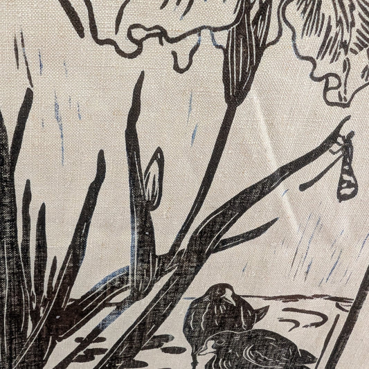 Linogravure "Poules d'eau"