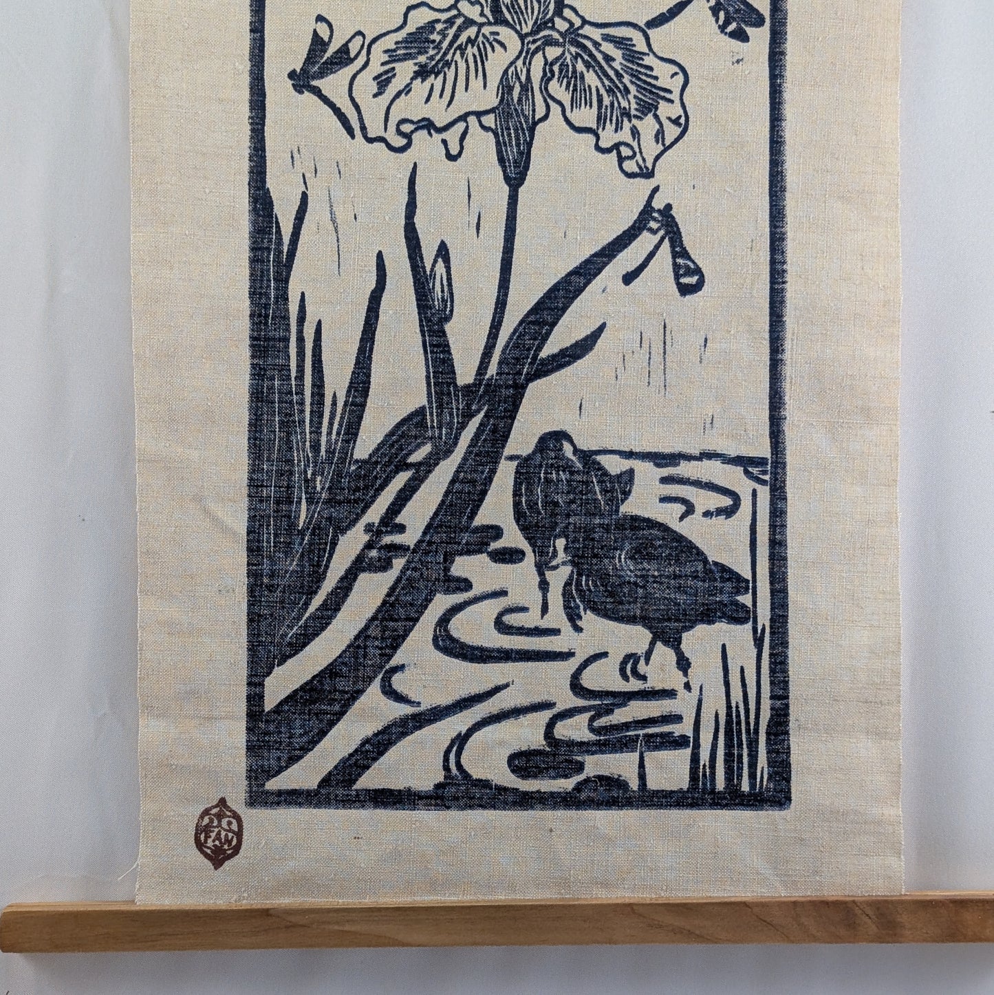 Linogravure "Poules d'eau"