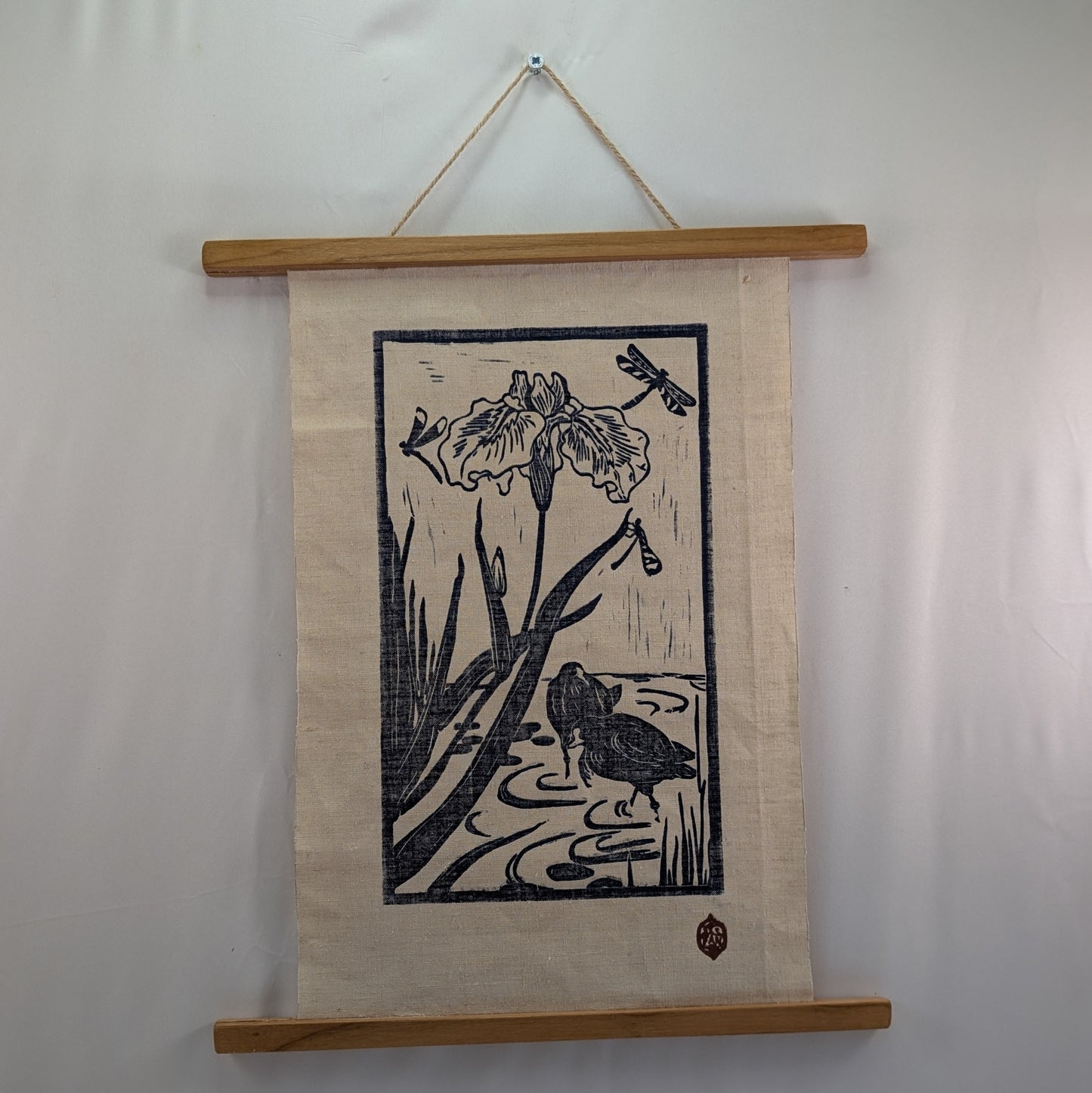 Linogravure "Poules d'eau"