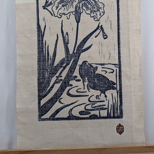 Linogravure "Poules d'eau"