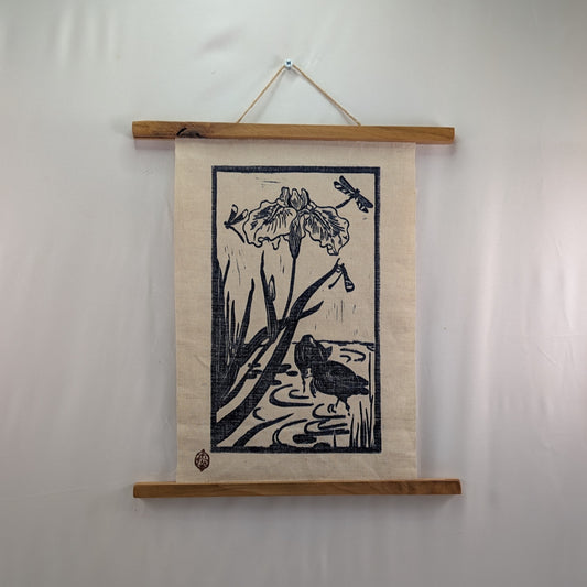 Linogravure "Poules d'eau"