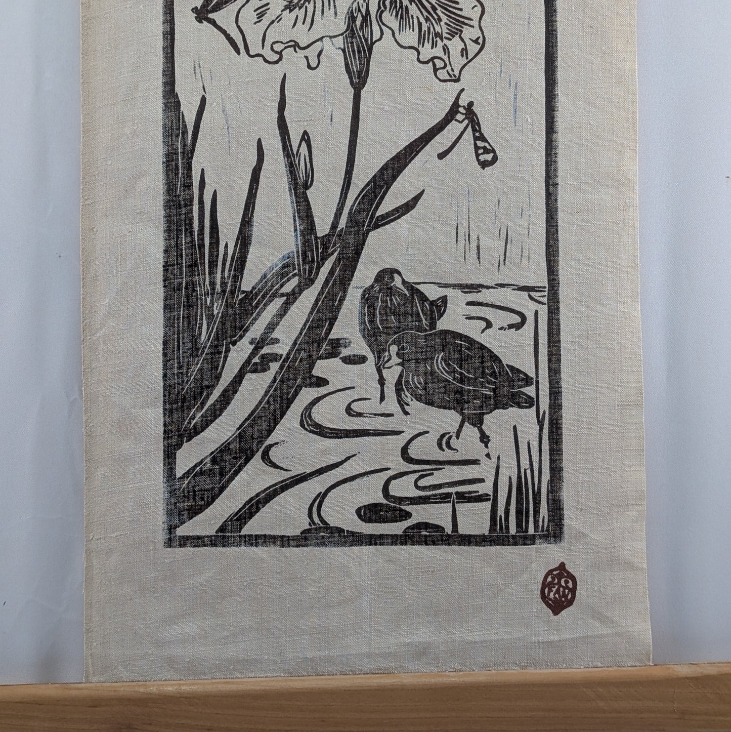 Linogravure "Poules d'eau"